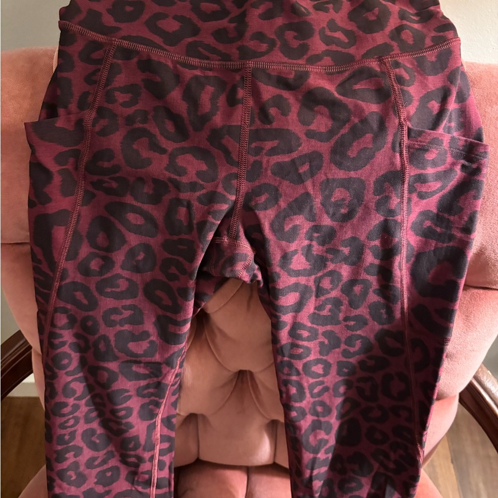 Lululemon Athletica Lab Burgundy Leopard Print Leggings